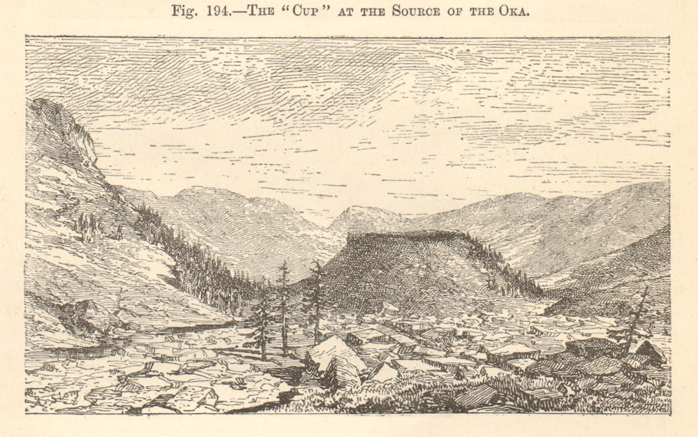 The Cup at the source of the river Oka. Siberia, Russia 1885 old antique print